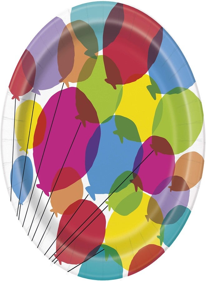 Unique Party Unique Balloons & Rainbow Birthday Round Dinner Plates - 9" (Pack of 8) - Colorful Birthday Celebration Tableware - Perfect for Kids & Adults - Image 1
