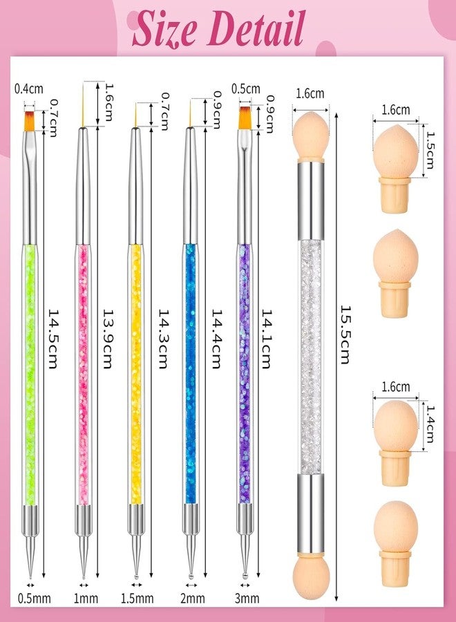 روبي فيس مجموعة فرش رسم الأظافر من روبي فيس، تتضمن فرشاة رسم الأظافر، قلم تنقيط، وفرشاة إسفنجية مزدوجة الرأس لتزيين الأظافر بدقة. - Image 5