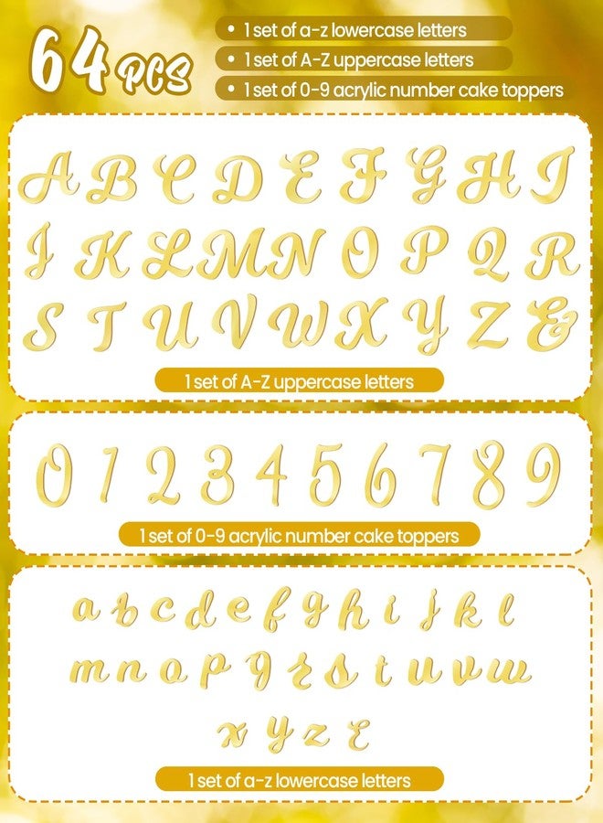 EORTA 64 Pcs Acrylic Letter Cake Topper, Personalized Alphabet Numbers Topper, Birthday Cake Decoration Picks for Anniversary Wedding Baby Shower Graduation Party Supplies, (gold) - Image 5