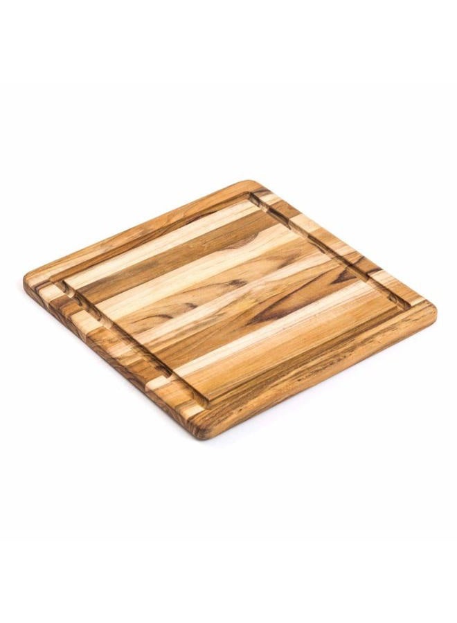 Teakhaus Cutting Board With Juice Canal - Square Teak Wood Serving Board (12 x 12 x .55 in.) - - Image 2