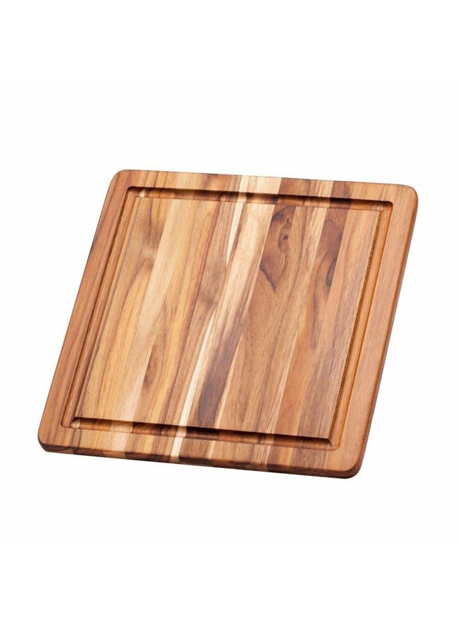 Teakhaus Cutting Board With Juice Canal - Square Teak Wood Serving Board (12 x 12 x .55 in.) - - Image 1