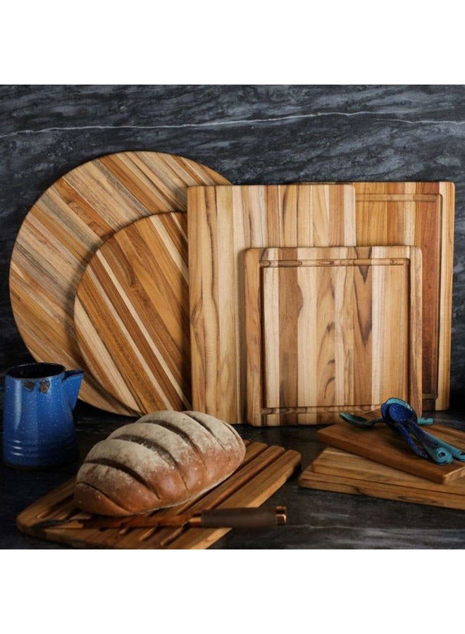 Teakhaus Cutting Board With Juice Canal - Square Teak Wood Serving Board (12 x 12 x .55 in.) - - Image 5