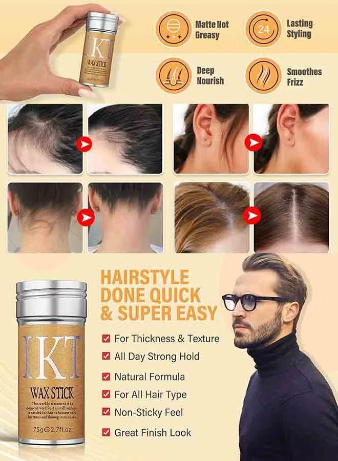 IKT Hair Wax Stick Strong Hold Long Lasting – Non-Greasy Styling Wax for Flyaways & Edge Control – Unisex - Image 4