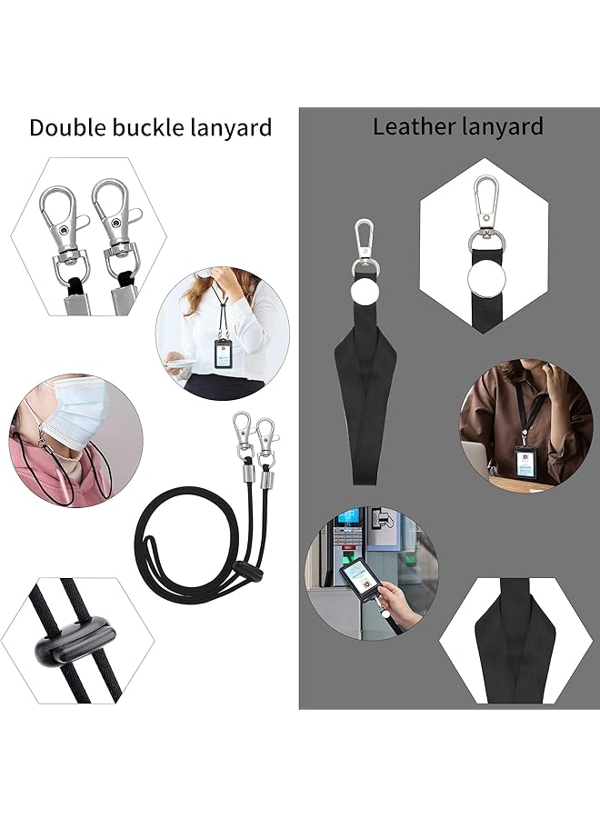 إيروريكس حامل شارة ثلاثي الطي مع حزام جلدي وحامل بطاقة هوية من الجلد الصناعي مع نافذة هوية شفافة لموظفي المكتب والطلاب والمعلمين يحمل بسهولة من 1 إلى 6 بطاقات حامل بطاقة هوية ثلاثي الطي ومتين - Image 3