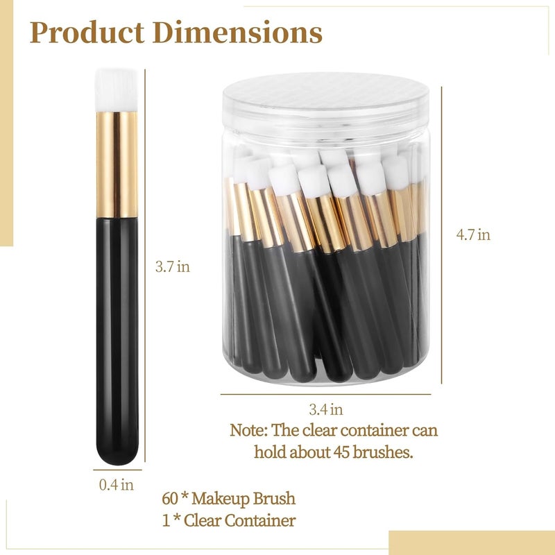 Eyelash Extension Cleansing Brush, Lash Shampoo Brushes With Clear Container, 60 Pcs Soft Dense Bristle Makeup Brush, 3.7 X 0.4 Inches Portable Cosmetic Brush For Shadow Blush Highlight - Image 4