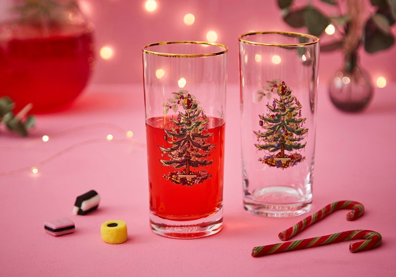 Spode Christmas Tree 15oz Highball Glasses, Set of 4 - Gold-Rimmed Elegant Holiday-Themed Glassware, Festive Holiday Drinkware for Christmas Parties, New Yearâ€™s Toasts & Festive Occasions - Image 3