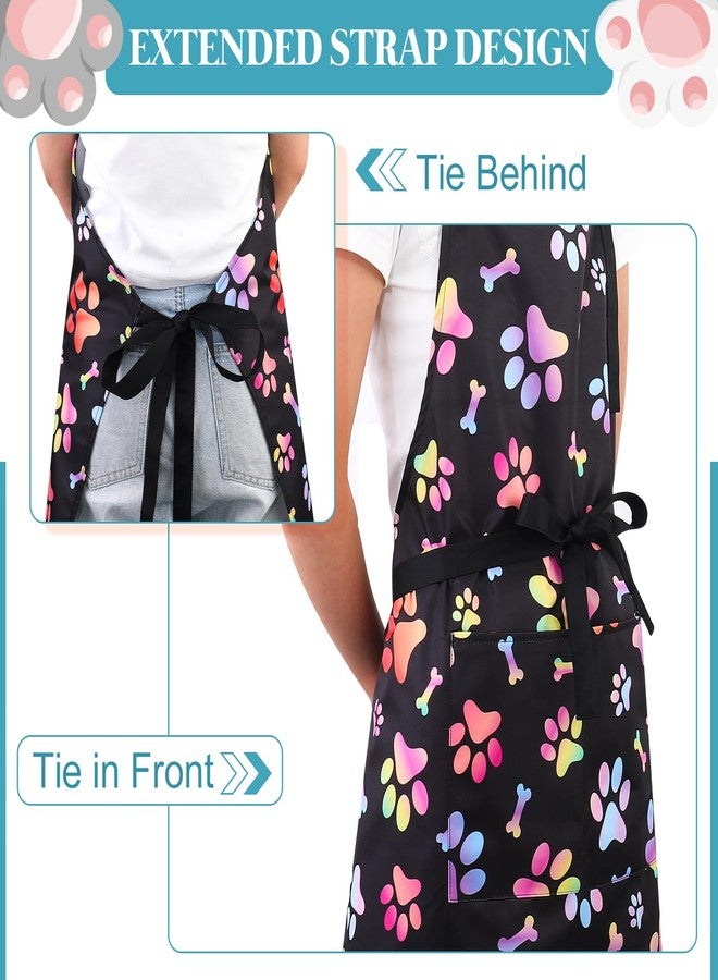 XLSXEXCL 2 Pcs Dog Grooming Aprons with 2 Pockets, Waterproof Apron for Dog Grooming, Cute Dog Grooming Smock, Adjustable Grooming Apron for Dog Groomers Gift, for Cooking, Grooming, Gardening,Style 2 - Image 4