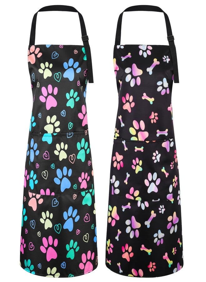 XLSXEXCL 2 Pcs Dog Grooming Aprons with 2 Pockets, Waterproof Apron for Dog Grooming, Cute Dog Grooming Smock, Adjustable Grooming Apron for Dog Groomers Gift, for Cooking, Grooming, Gardening,Style 2 - Image 1