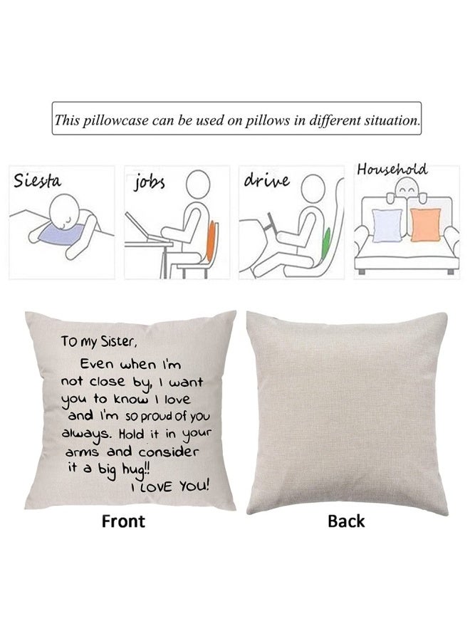 Sisters Gift From Sister Even When I'M Not Close By I Want You To Know I Love And I Am So Proud Of You Reminder Gift For Lady Girls Soul Siser Big Mid Lil Sisers Throw Pillow Cover  - Image 2