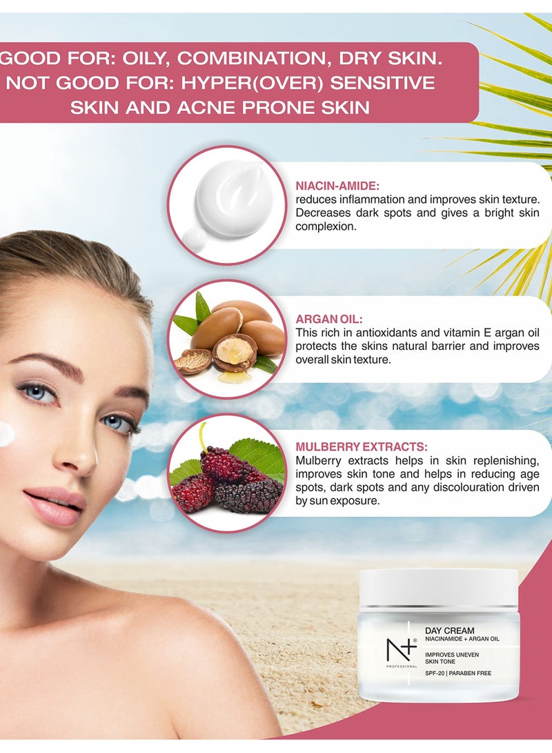 N+ Professional Day Cream Niacinamide + Argan Oil SPF 20 50G - Image 2