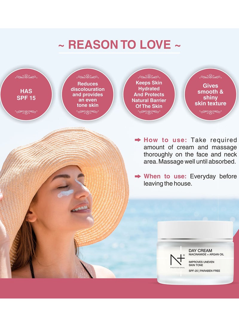 N+ Professional Day Cream Niacinamide + Argan Oil SPF 20 50G - Image 3