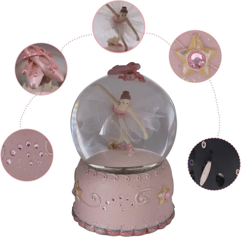 Singeek Swan Lake Music Box Ballerina Color Changing Lights Handpainted Dancing Ballerina Snow Globe Ballet Recital Gifts for Girls, Daughter, Granddaughter - Image 5
