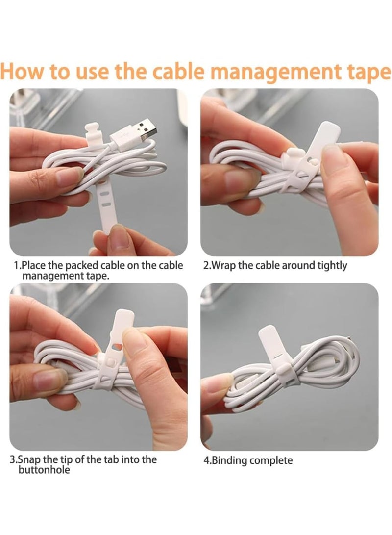 SYOSI Cable Organizer Box, Large Plastic Cable Storage Box with Lid 7 Grid Design and 30 Cable Ties for Headphones Chargers Power Cords and Accessories, 3 Pcs White - Image 4