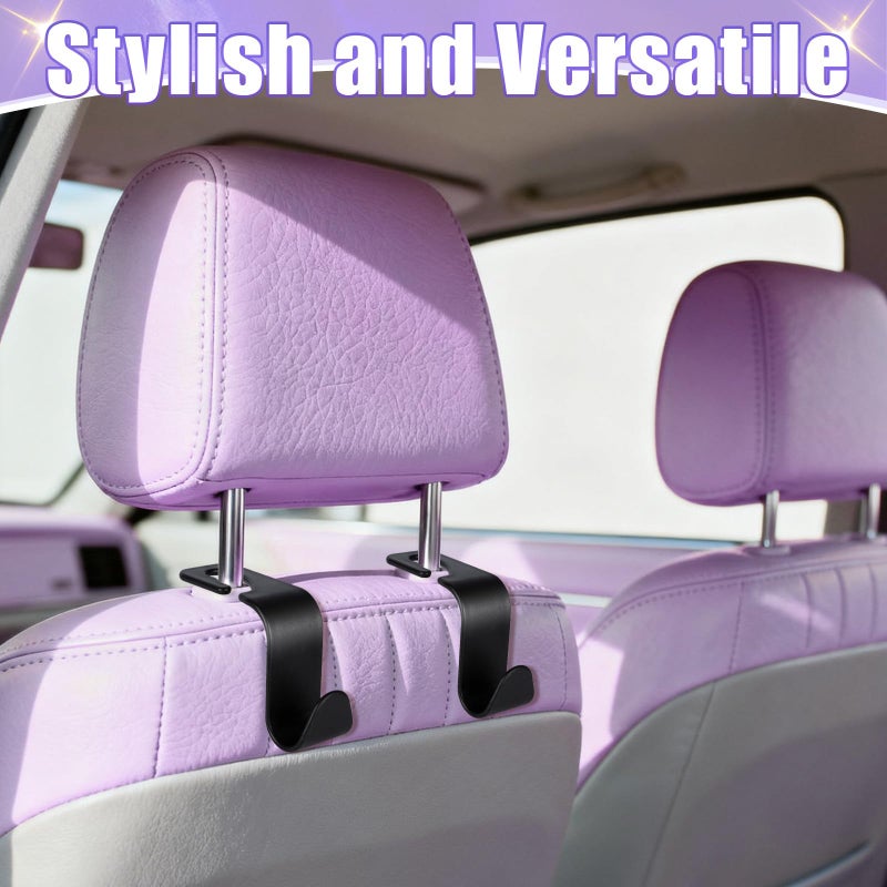 BFXM 6 Pack Car Seat Headrest Hooks, Back Seat Purse Hanger Holder Hook, Universal Storage Organizer for Handbag Grocery Bags Coats, Car Accessories for Women Men (Black) - Image 5