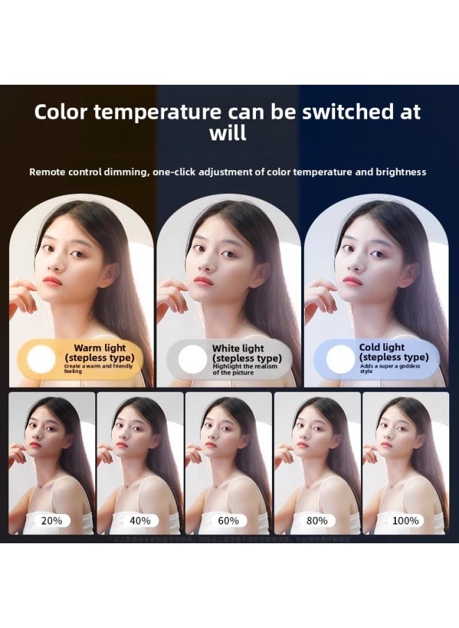 Generic - Manufacturer Customized Mobile Phone Live Photography Bracket Fill Light Photo Beauty Lamp Soft Light Floor-Standing Tripod Full Screen Lamp-Light Source Color:[desktop Stand] (6inch Dual Camera Positions) - Image 1