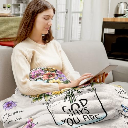 Damaigiift Christian Gifts for Women, Christian Blanket with Flowers, Birthday Gifts for Women, Baptism Religious Christmas Spiritual Gifts for Sister Daughter Girls Friend Mom, Soft Throw Blankets 50''x 60'' - Image 2