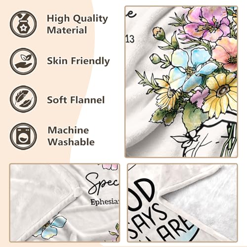 Damaigiift Christian Gifts for Women, Christian Blanket with Flowers, Birthday Gifts for Women, Baptism Religious Christmas Spiritual Gifts for Sister Daughter Girls Friend Mom, Soft Throw Blankets 50''x 60'' - Image 5