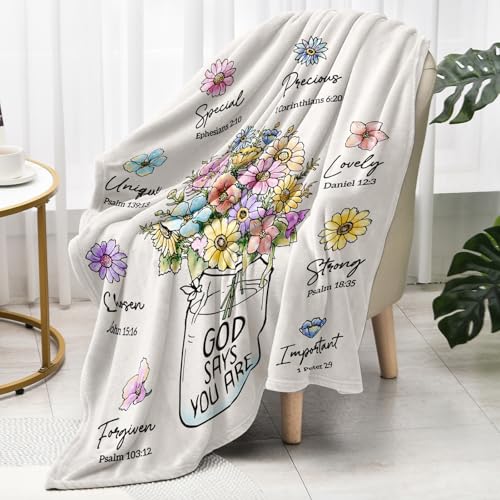 Damaigiift Christian Gifts for Women, Christian Blanket with Flowers, Birthday Gifts for Women, Baptism Religious Christmas Spiritual Gifts for Sister Daughter Girls Friend Mom, Soft Throw Blankets 50''x 60'' - Image 4