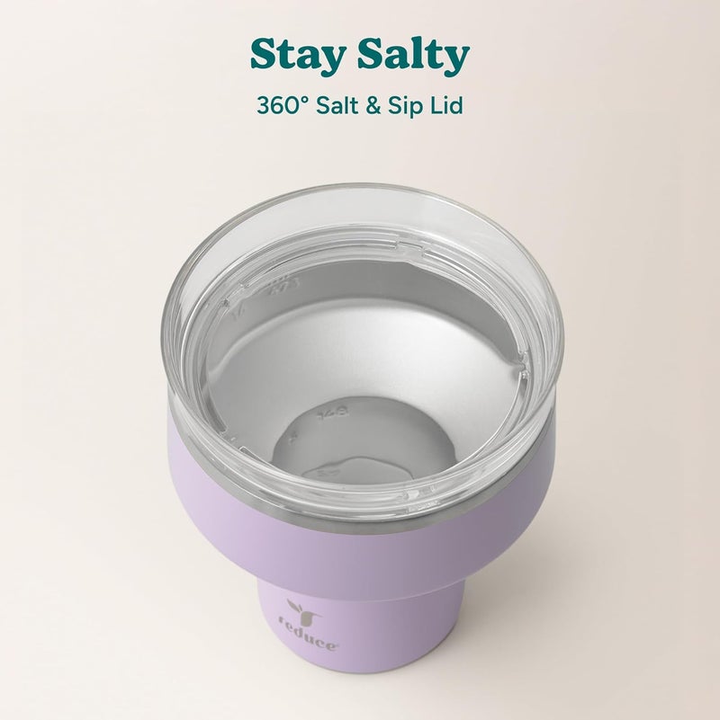 Reduce 16 oz Saltini Tumbler, Vacuum Insulated Margarita Tumbler with 360 Degree Sip Lid, Keeps Drinks Cold for up to 10 hrs - Stainless Steel, Dishwasher Safe, BPA Free - Lilac Bud - Image 4