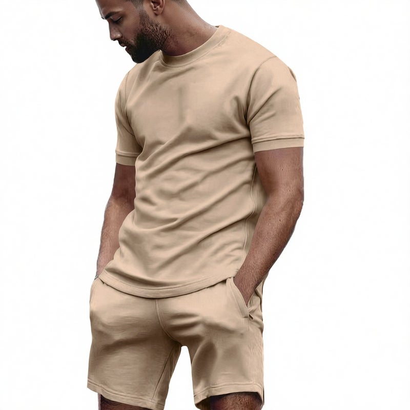 Men's Casual Short Sleeve T-Shirt and Shorts Two-Piece Set Summer Sportswear - Image 2