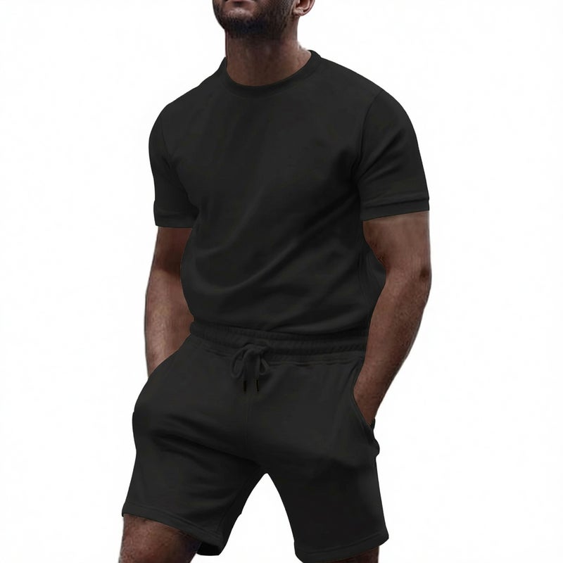 Men's Casual Short Sleeve T-Shirt and Shorts Two-Piece Set Summer Sportswear - Image 3
