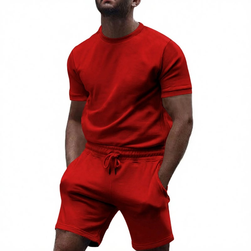 Men's Casual Short Sleeve T-Shirt and Shorts Two-Piece Set Summer Sportswear - Image 5