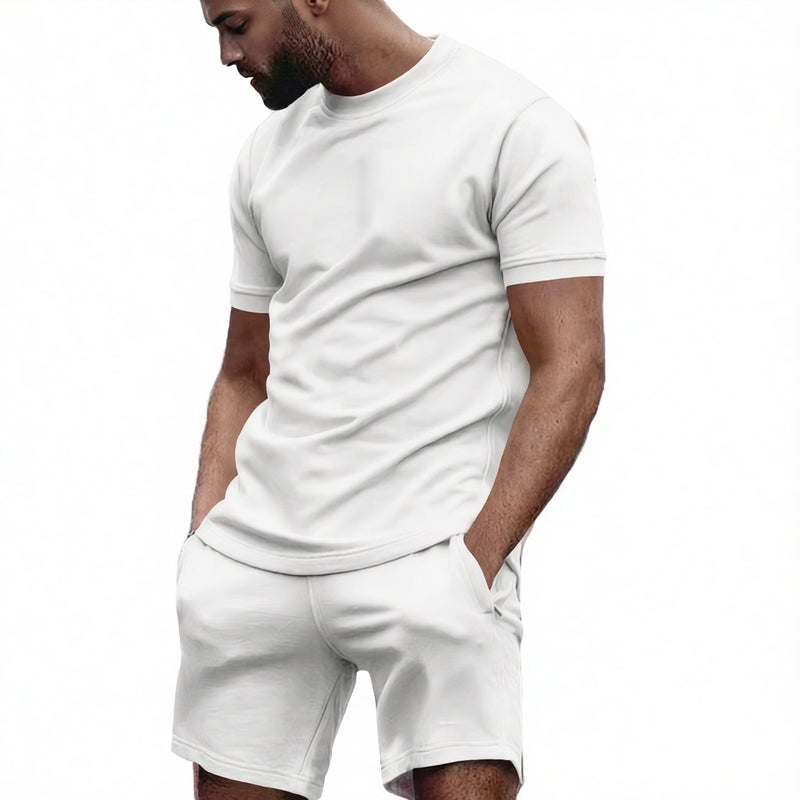 Men's Casual Short Sleeve T-Shirt and Shorts Two-Piece Set Summer Sportswear - Image 1