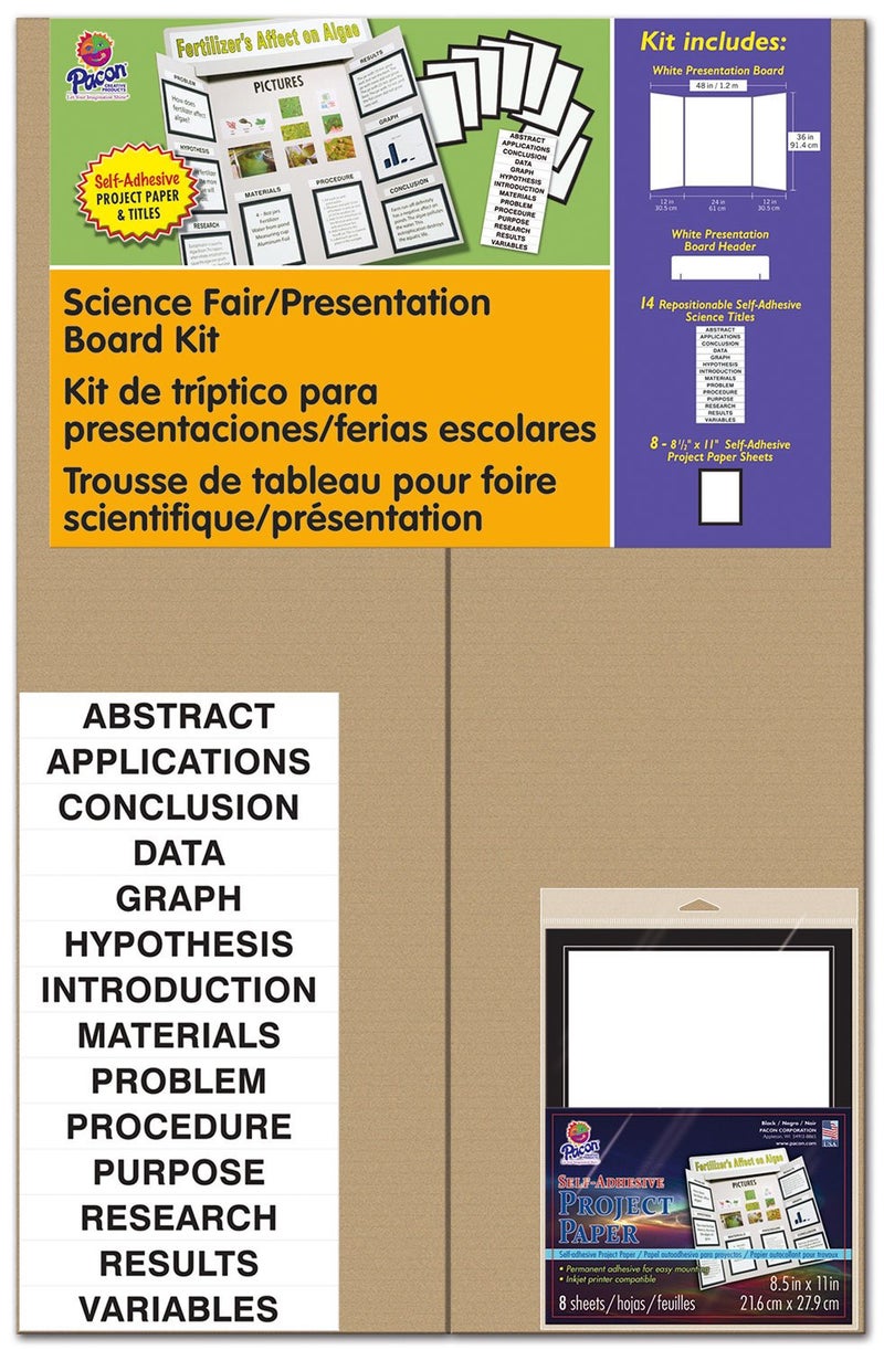Pacon Presentation Board Kit, White, Includes Self-Adhesive Project Papers, 48" x 36", 1 Kit - Image 2