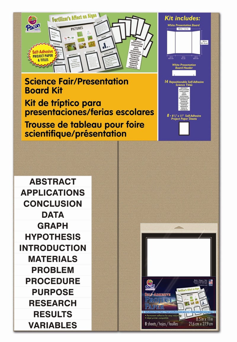 Pacon Presentation Board Kit, White, Includes Self-Adhesive Project Papers, 48" x 36", 1 Kit - Image 4