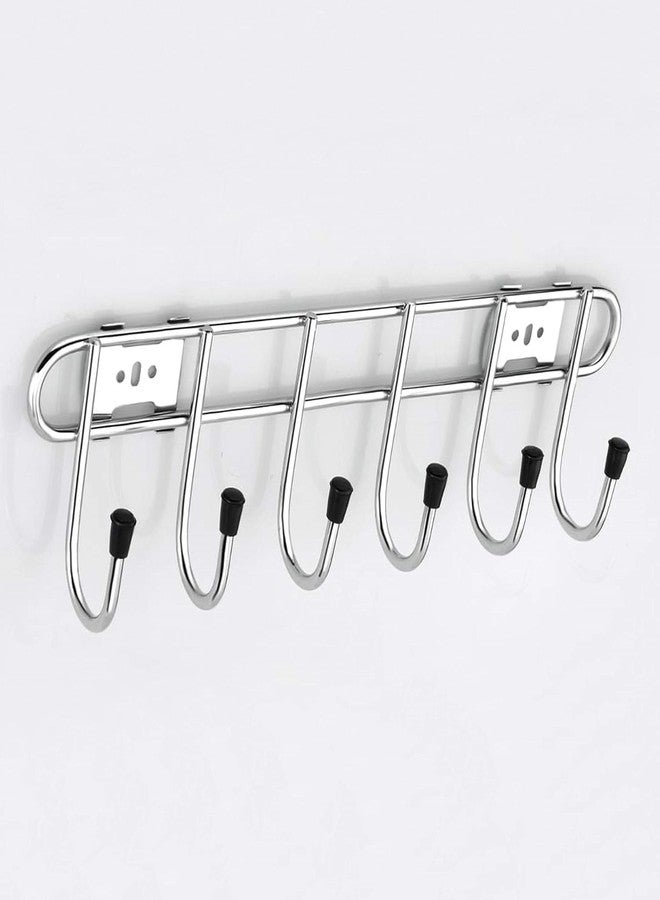 KEEPWELL 6 Pin Hook Stainless Steel Bathroom Cloth Hooks/Hanger/Key Holder/Door Wall Robe Hooks Rail for Hanging Keys, Clothes, Towel (1) - Image 4