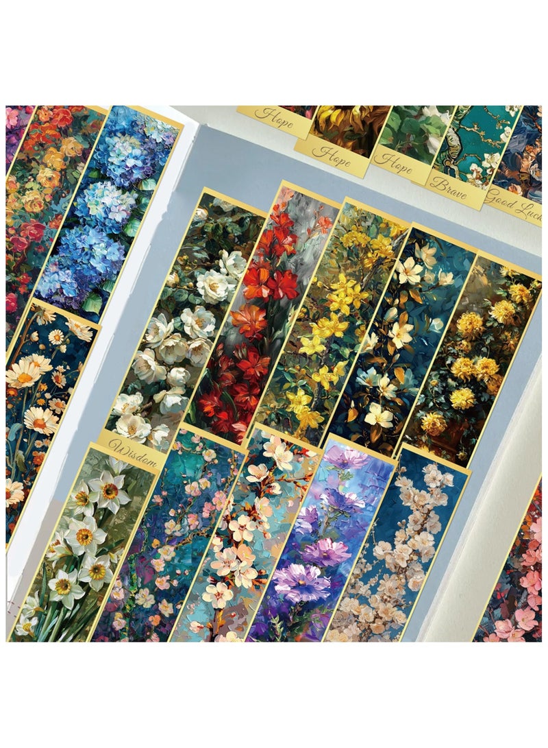 30 قطعة من علامات الكتب الزيتية على شكل زهرة، علامات كتب لطيفة للنساء، علامات كتب زهرية للقراءة، علامات كتب ملونة على شكل زهور، بطاقة علامة كتاب ورقية، علامات كتب فريدة، إكسسوارات كتب جمالية لمحبي الكتب - Image 4