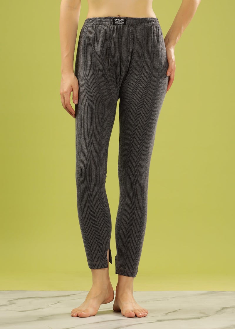 Dollar Ultra Women's Thermal Set | Soft Cotton Rich Brushed Fabric | Thermal Wear for Women | Stylish & Comfortable Winter Top & Bottom Set | Pack of 1 Charcoal Melange - Image 4
