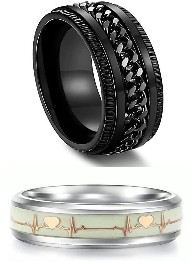 IGA COLLECTION Valentine Stylish Fashionable Latest Combo ECG & Black Dude Chain Ring W4 (17) - Image 2