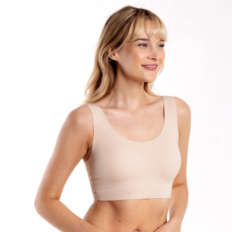 Floatley to The T-Shirt Scoop Neck Bra for Women, Silky Comfort Wirefree Seamless Grip Band Pullover Bra with Removable Pads - Image 2