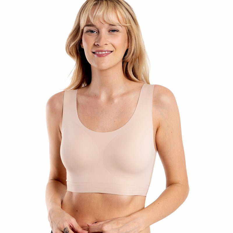 Floatley to The T-Shirt Scoop Neck Bra for Women, Silky Comfort Wirefree Seamless Grip Band Pullover Bra with Removable Pads - Image 1
