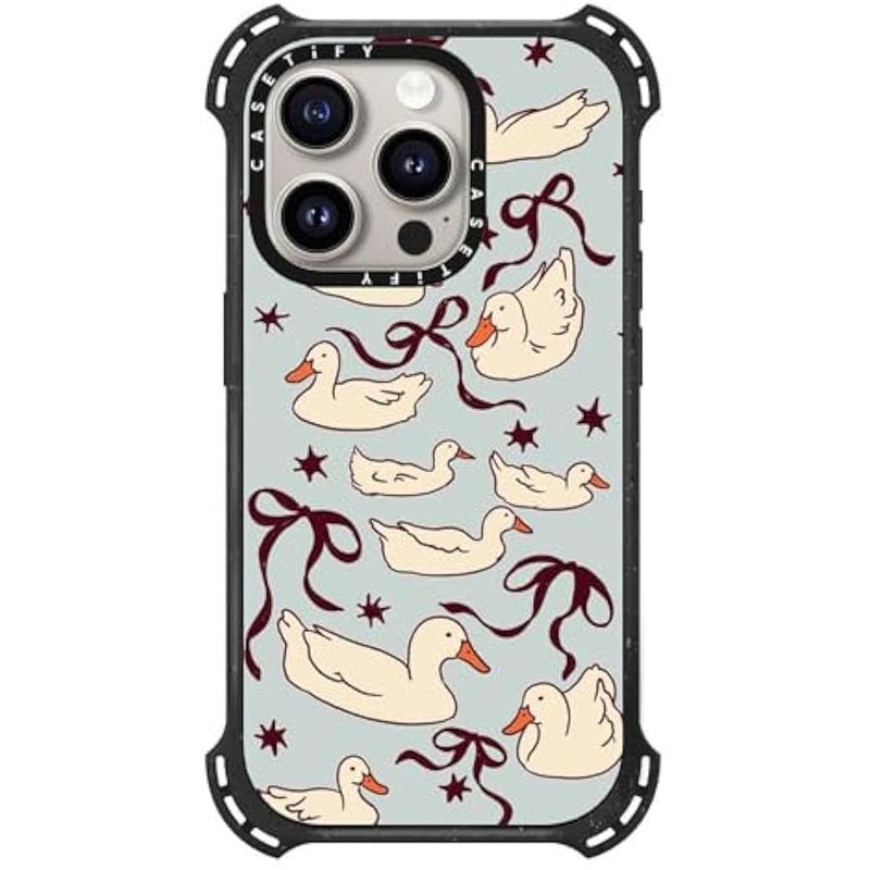 Casetify Bounce iPhone 15 Pro Case 【6X Military Grade Drop Tested / 21.3ft Drop Protection/Compatible with Magsafe】 - Ducks and Bows - Triple Black - Image 1