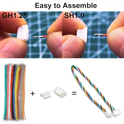 elechawk GH1.25 to SH1.0 Pre-Crimped Cables and Connectors Kit Compatible with JST GH 1.25mm and JST SH 1.0 mm for Pixhawk Cube 6C 6X Pixhawk4 - Image 2