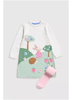 mothercare Knitted Dress and Tights Set  - Image 2