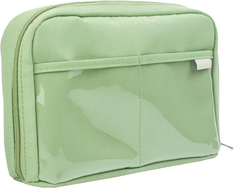 KASTWAVE Large Capacity Pencil Case, Kawaii Cute Aesthetic Pencil Pouch Handheld Pen Bag, Canvas Cosmetic Portable Gift for Office School Teen Girl Boy Men Women Adult (Green) - Image 1