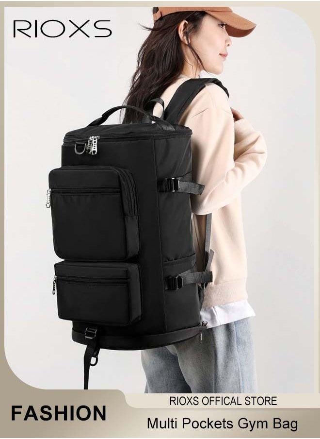 RIOXS - Large Capacity Multi Pockets Gym Bag with Shoes Compartment Sports Bag with Waterproof Pocket Outdoor Sport Travel Duffel Bag for Women and Men - Image 1