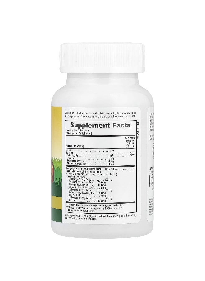 Natures Plus NaturesPlus, Animal Parade®, Omega 3/6/9 Junior, Natural Lemon, 1,040 mg, 90 Chewable Softgels (520 mg per Softgel)  - Image 2