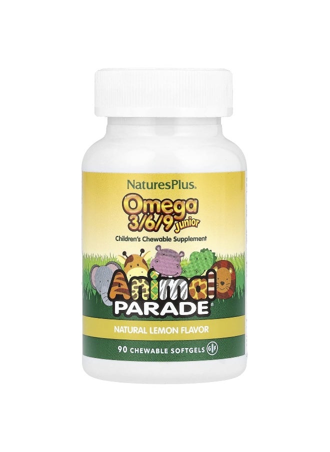 Natures Plus NaturesPlus, Animal Parade®, Omega 3/6/9 Junior, Natural Lemon, 1,040 mg, 90 Chewable Softgels (520 mg per Softgel)  - Image 1