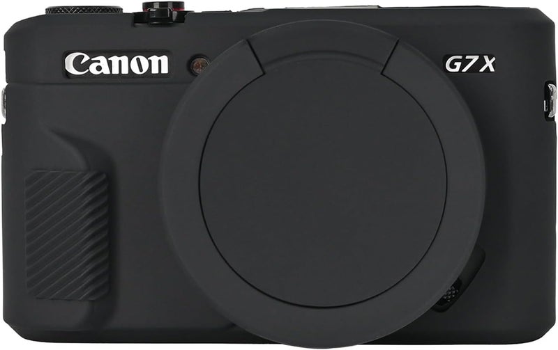 إيزي هود حقيبة G7X2، حقيبة كاميرا لـ Canon G7 X Mark II، غطاء حماية من السيليكون الناعم مع غطاء عدسة قابل للإزالة لكاميرا Powershot G7X Mark II DSLR - أسود - Image 1