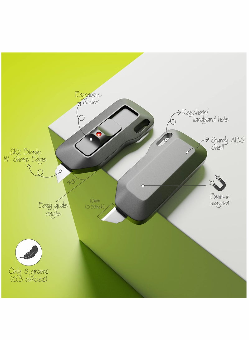 Excefore Mini Box Cutter, Retractable Box Opener, Utility Knife, Blade Retracts Automatically, Built-in Magnet, 4pc pack - Image 2