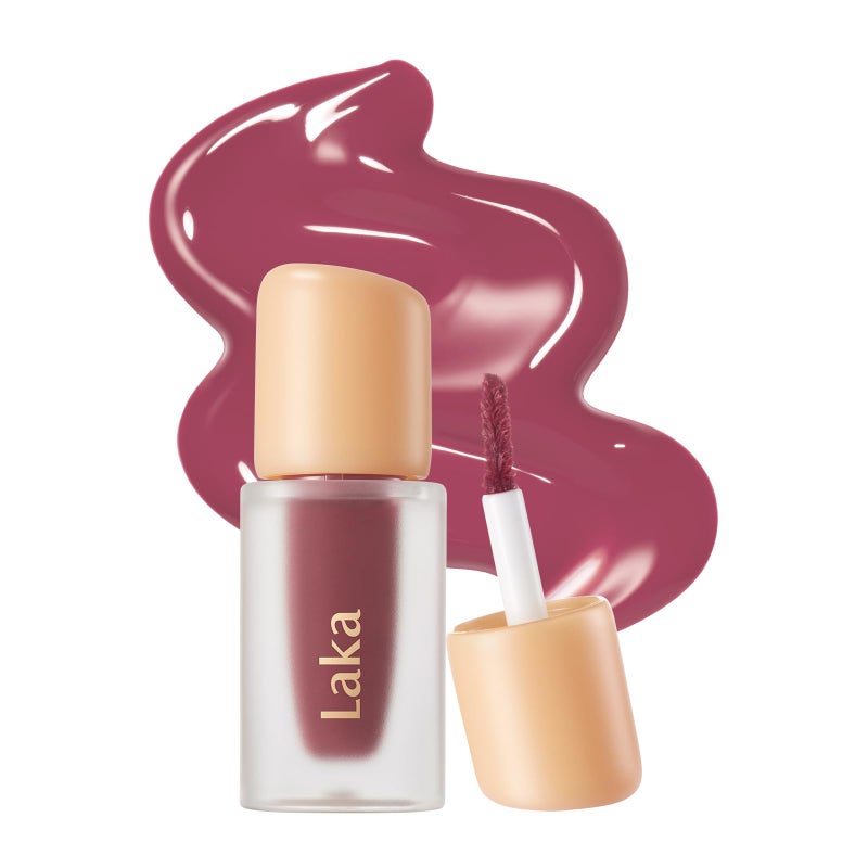 Laka Fruity Glam Lip Tint Mini, 1.9g/0.07oz, Glowing Lip Stain with Wide Color Spectrum, Hydrating & Lightweight Texture, Long-Lasting Bold Stain, Non-Sticky, Vegan, K-Beauty (#102 Dewy) - Image 1