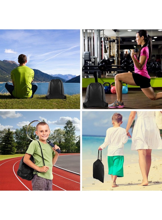 PLULON PLULON 25 Pcs Black Drawstring Backpack Bags Bulk String Backpack Cinch Sack Pull Sport Gym Backpack Bags for Yoga Traveling Outdoor Sports  - Image 5
