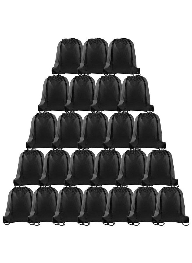 PLULON PLULON 25 Pcs Black Drawstring Backpack Bags Bulk String Backpack Cinch Sack Pull Sport Gym Backpack Bags for Yoga Traveling Outdoor Sports  - Image 1