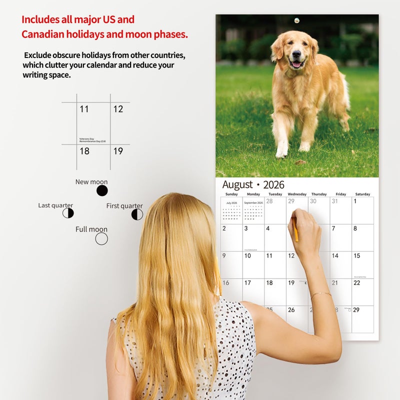 windrio 2026 Wall Calendar,Calendar 2026, November 2025 - December 2026, Wall Calendar Golden Retrievers, 12" x 24" Opened,Full Page Months Thick & Sturdy Paper for Calendar Organizing & Planning - Image 5