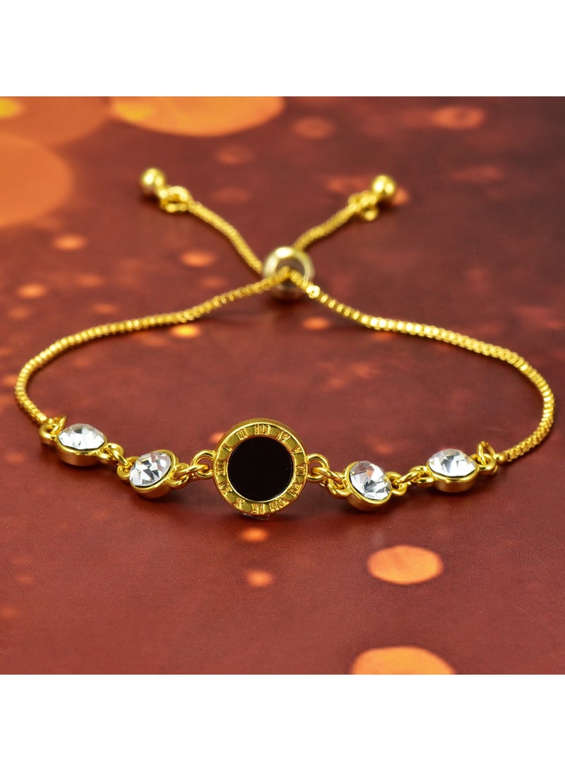 Girls Bracelet Roman Numeral Fashion Bracelet Geometric Round Tassel Bracelet Gold