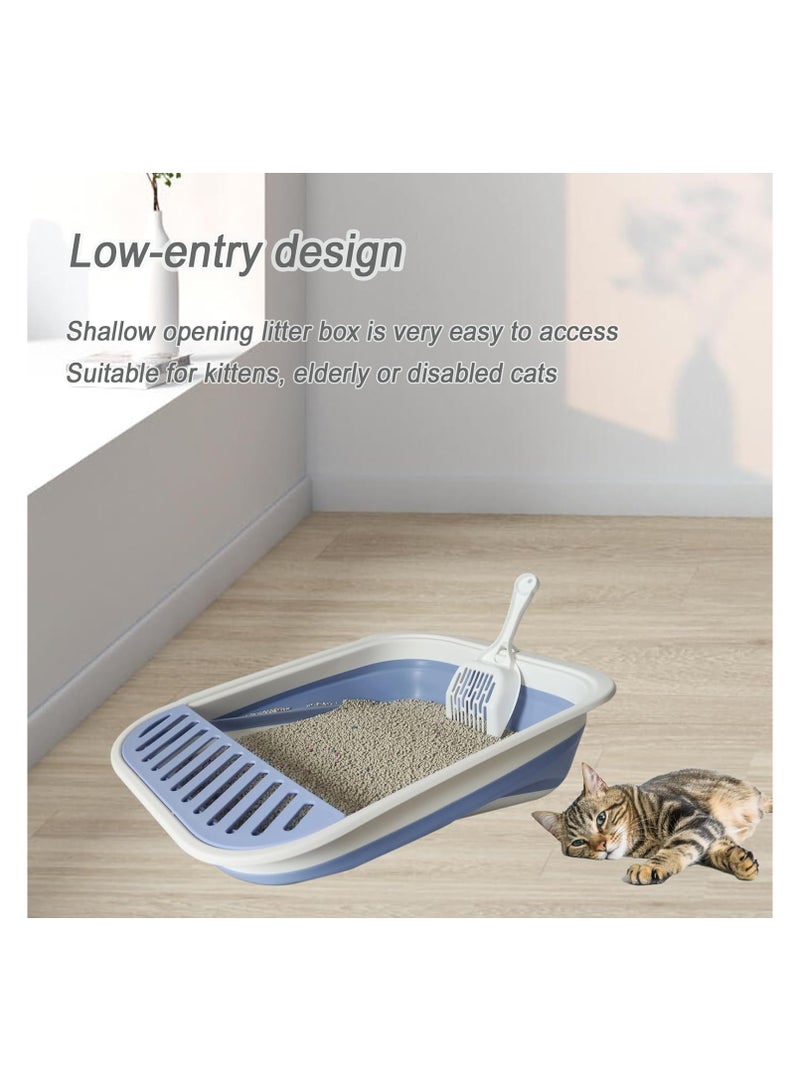Dubkart Senior Cat Litter Boxes, Collapsible Open Low Entry Cat Litter Pan with Scoop Travel Cat Potty Pan Foldable Pet Toilet for Sick Disabled Older Elderly Cats Grey 20.9x15.7x5.7inch - Image 5